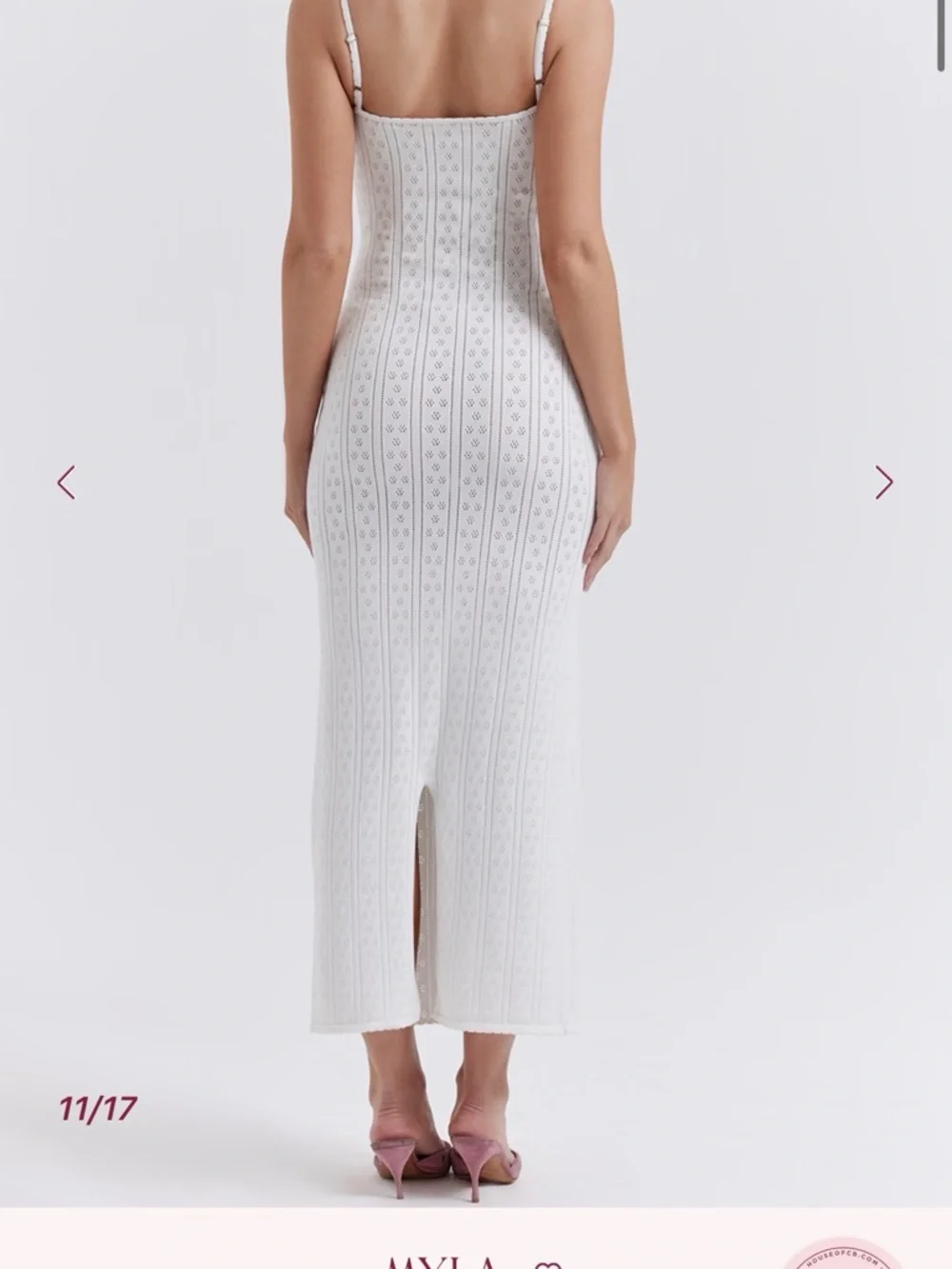 House of CB White Knit Dress with Eyelet Texture - Picture 3 of 8